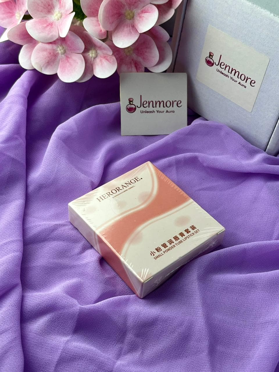 HERORANGE Small Powder Tube Lipstick & Hydrating Lip Balm 4-Piece Set