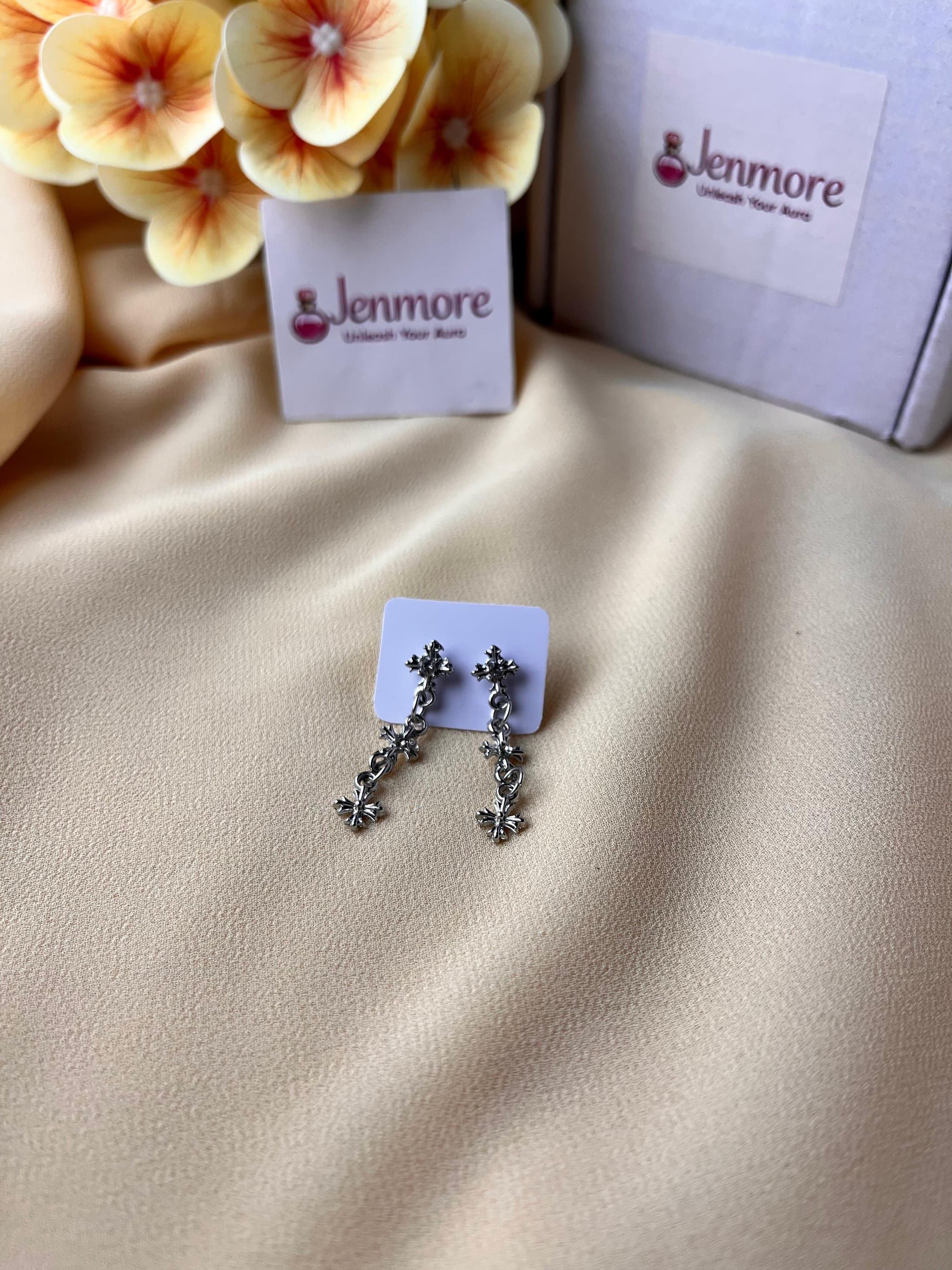 Jenmore Vintage Grunge Triple Cross Drop Statement Earrings thumbnail 2
