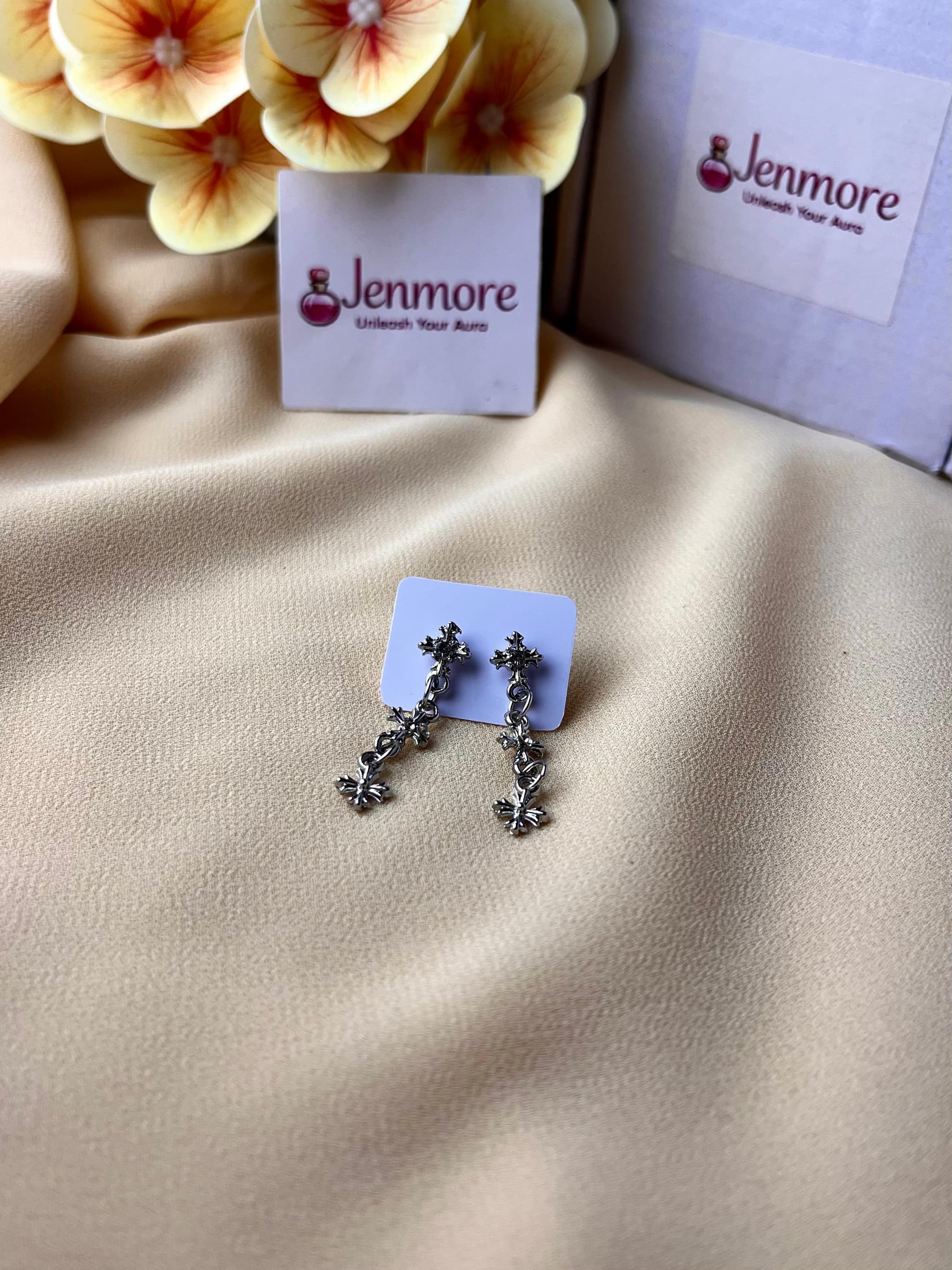 Jenmore Vintage Grunge Triple Cross Drop Statement Earrings thumbnail 3