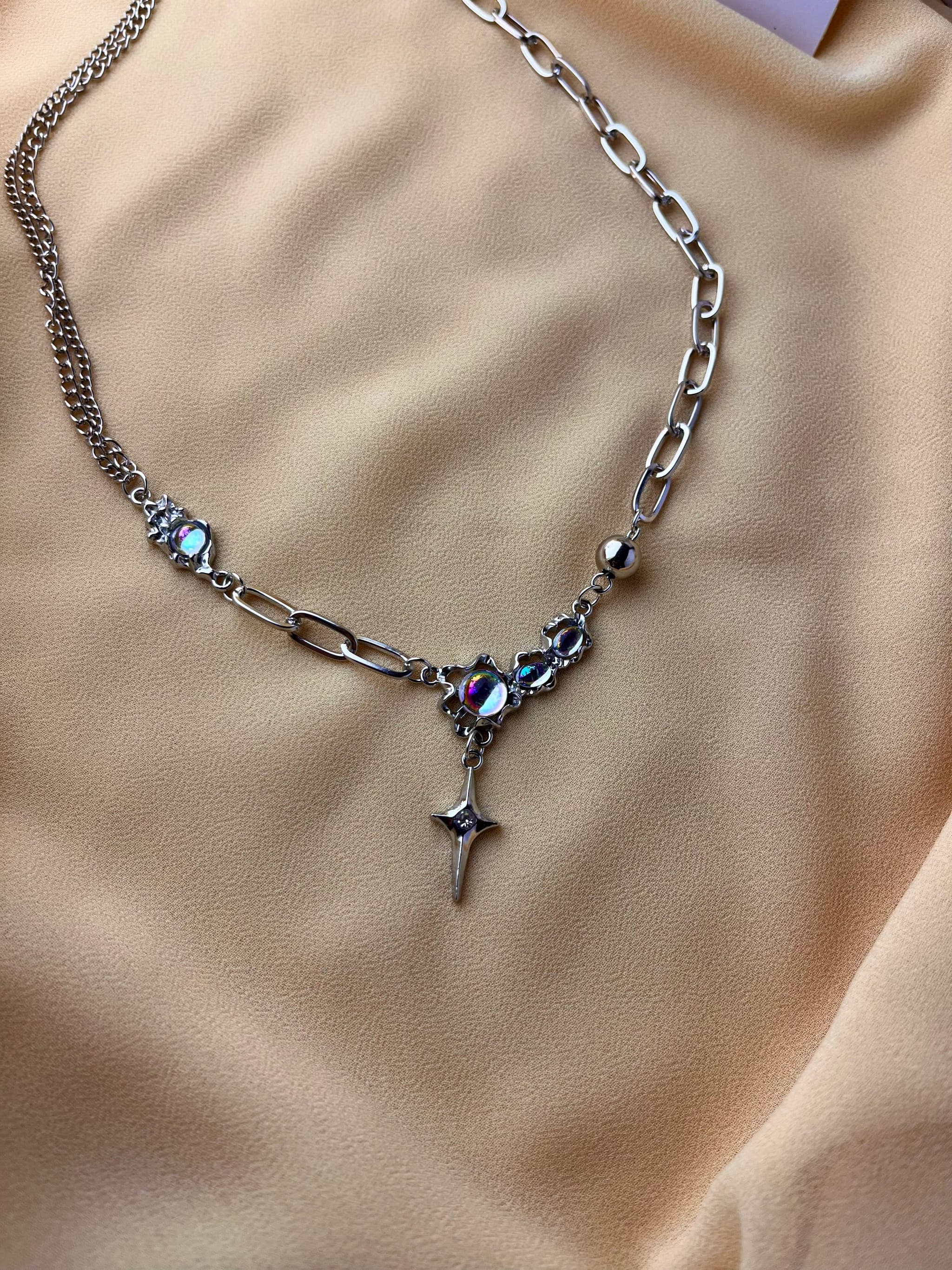  Cosmic Twilight Star Pendant Silver Chain Necklace thumbnail 2