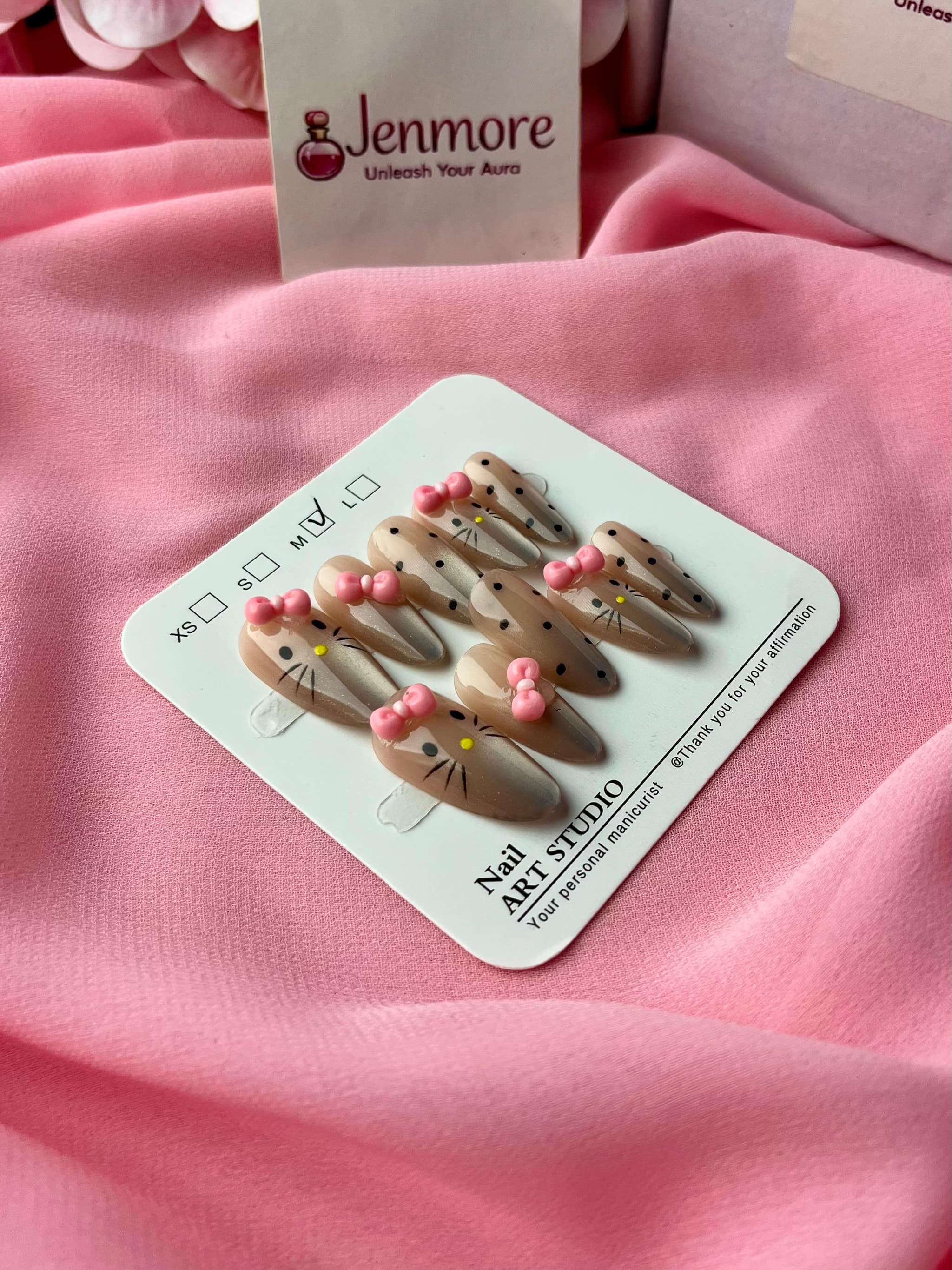 Jenmore Kitty Charm Pastel Nude Press-On Nail Set (Includes Nail Glue) thumbnail 2