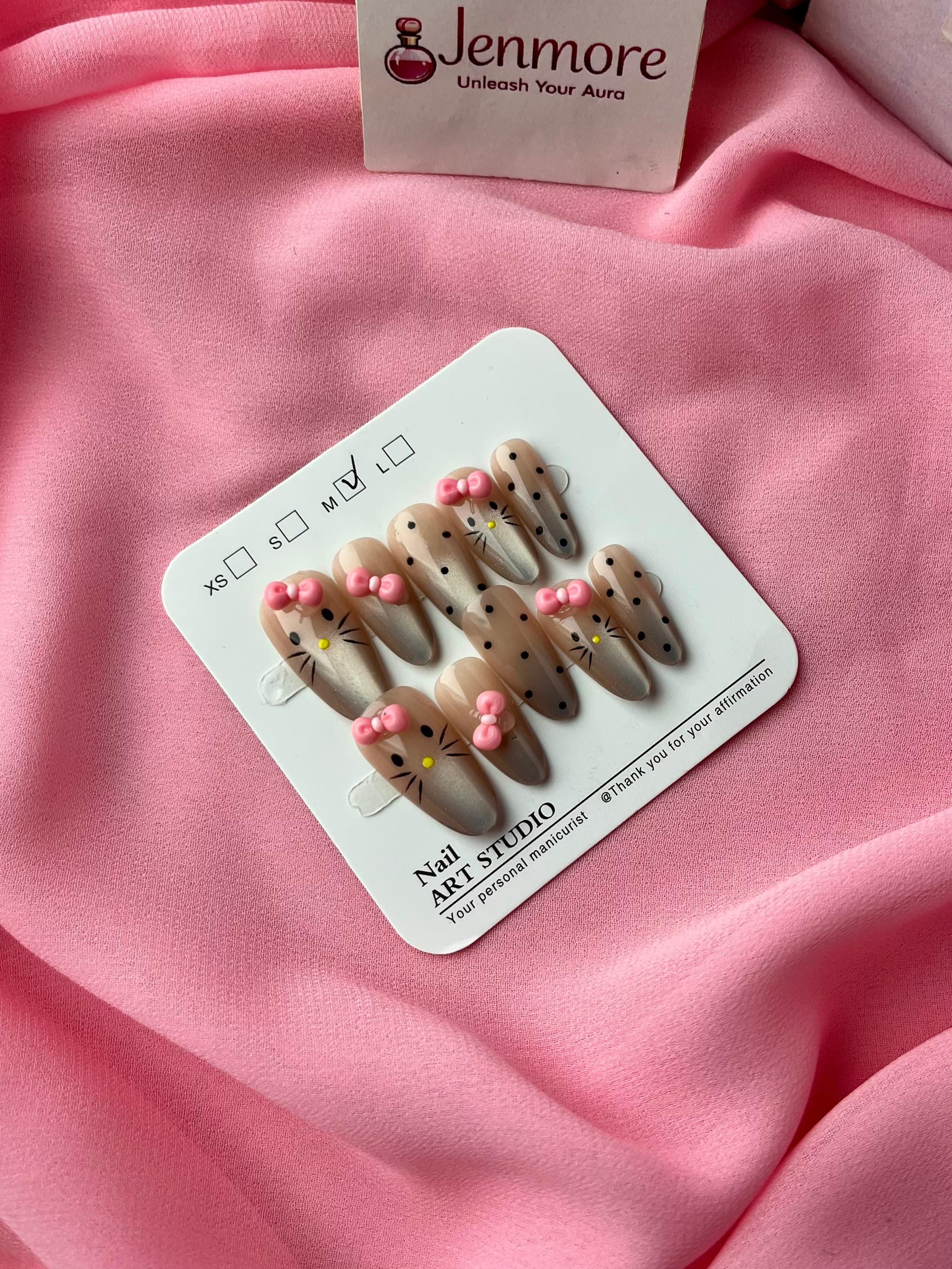 Jenmore Kitty Charm Pastel Nude Press-On Nail Set (Includes Nail Glue) thumbnail 3