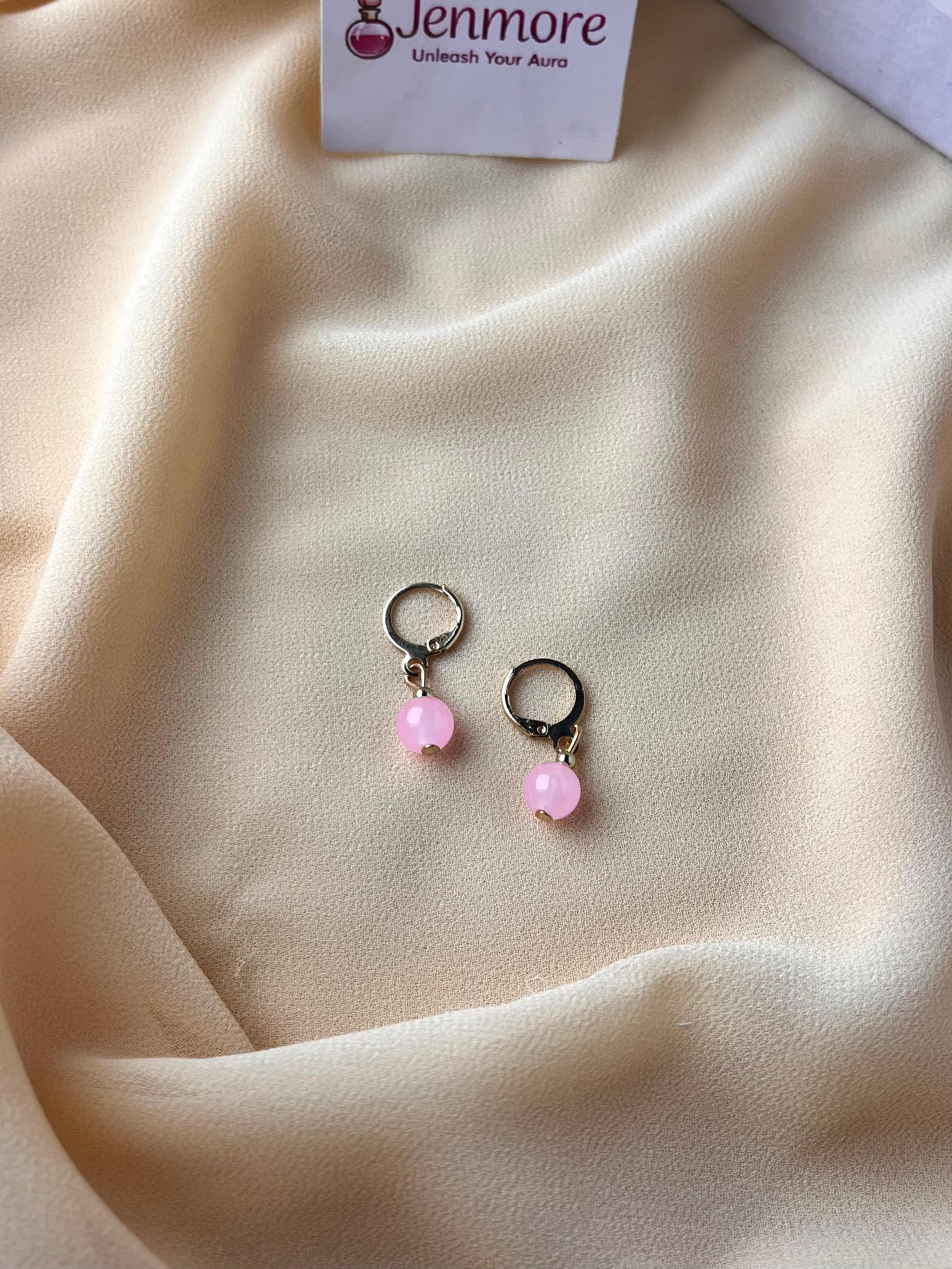 Jenmore Sweetheart Rose Quartz Orb Leverback Drop Earrings thumbnail 2