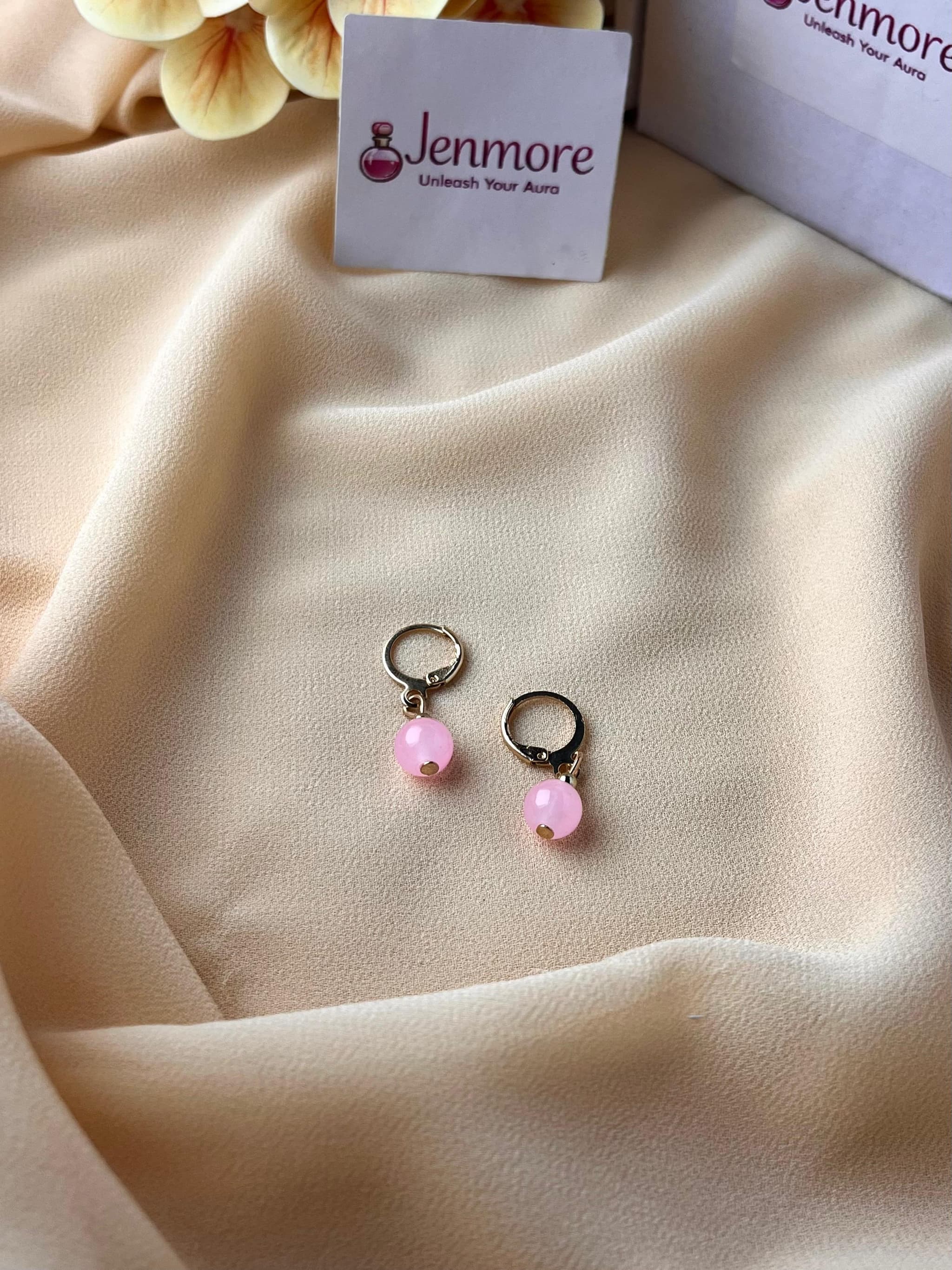 Jenmore Sweetheart Rose Quartz Orb Leverback Drop Earrings thumbnail 3
