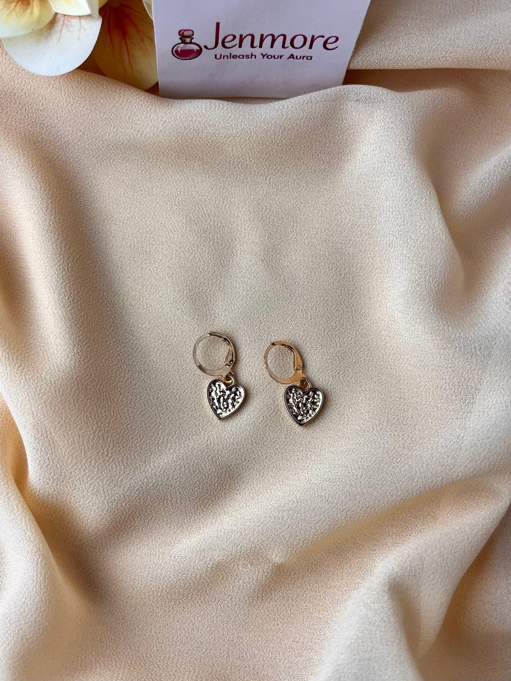 Jenmore Melted Texture Heart Leverback Drop Earrings thumbnail 2
