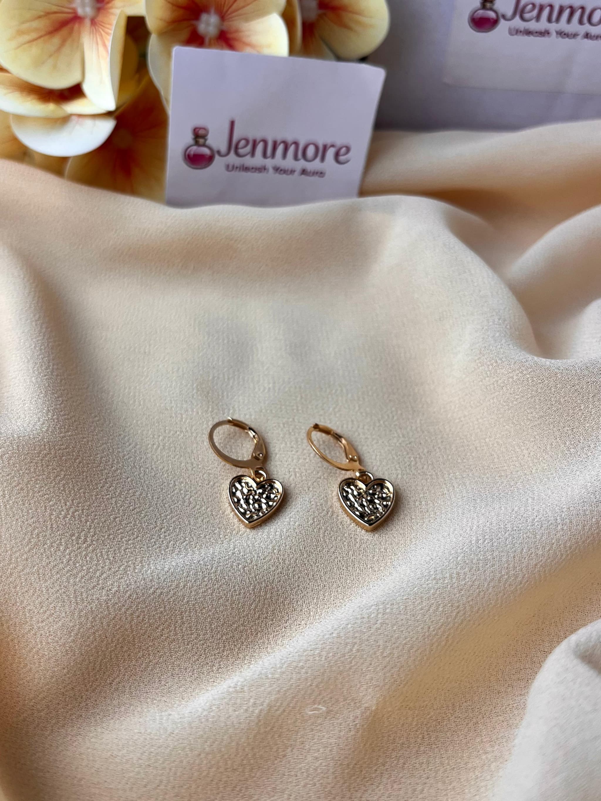 Jenmore Melted Texture Heart Leverback Drop Earrings thumbnail 3