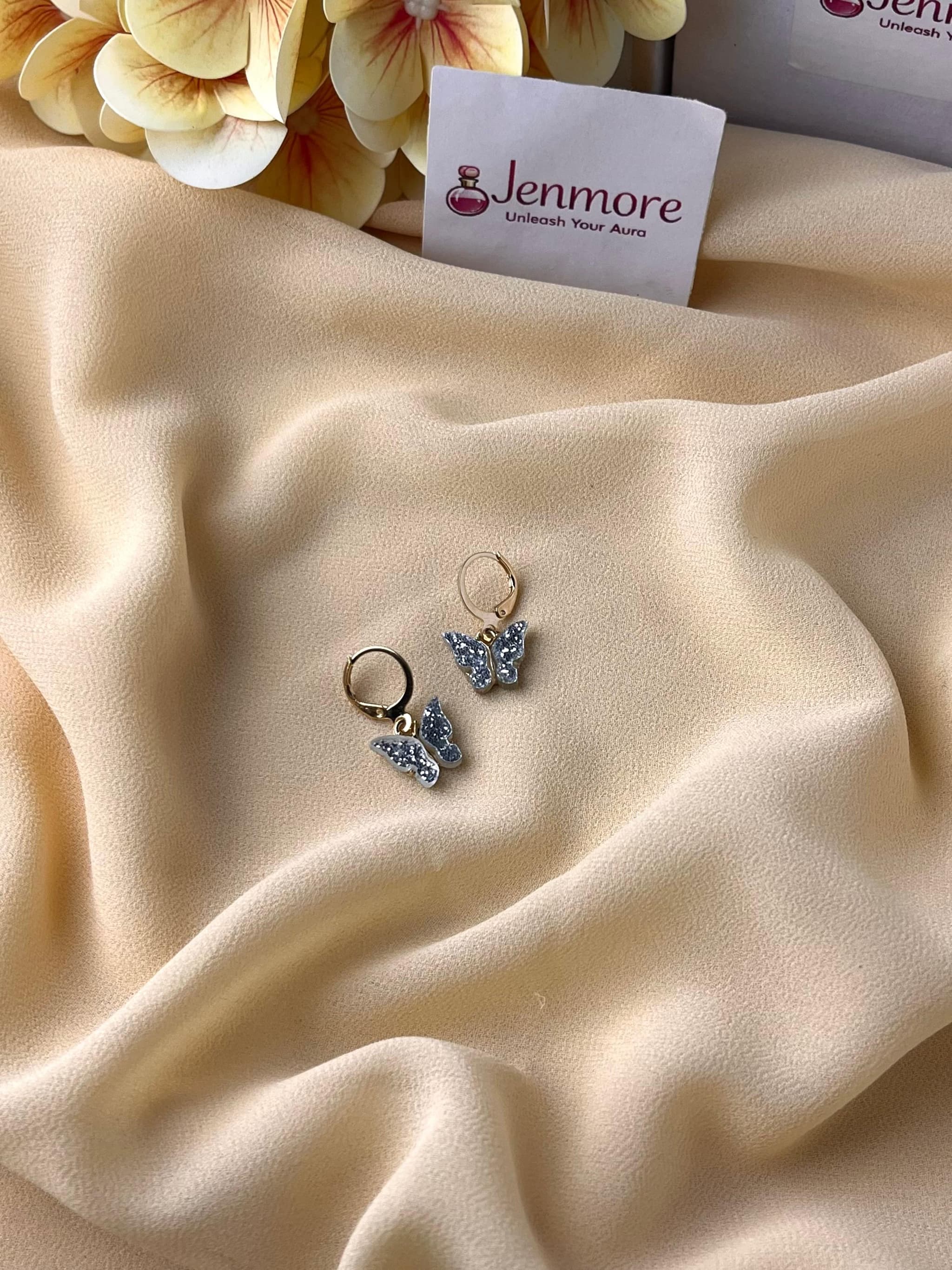 Jenmore Crystal Glitz Butterfly Leverback Drop Earrings thumbnail 3