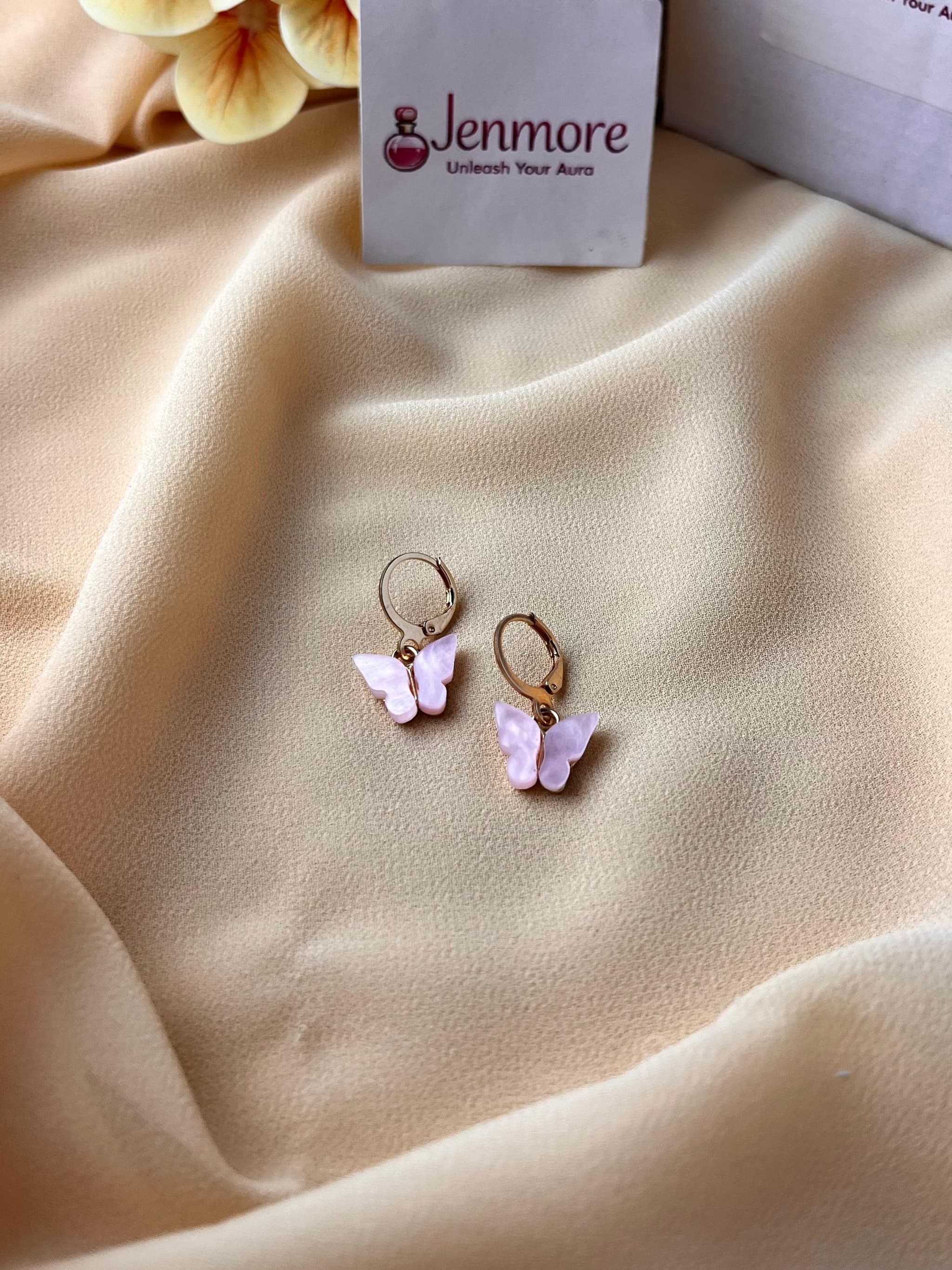 Jenmore Pastel Lilac Acrylic Butterfly Leverback Drop Earrings thumbnail 2