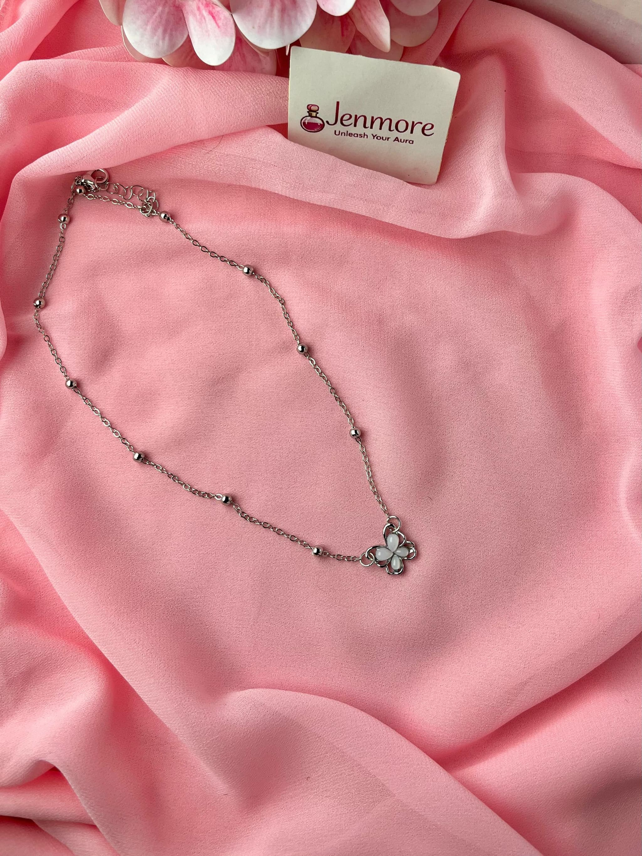 Jenmore Twilight Blossom Beaded Station Choker Necklace thumbnail 3