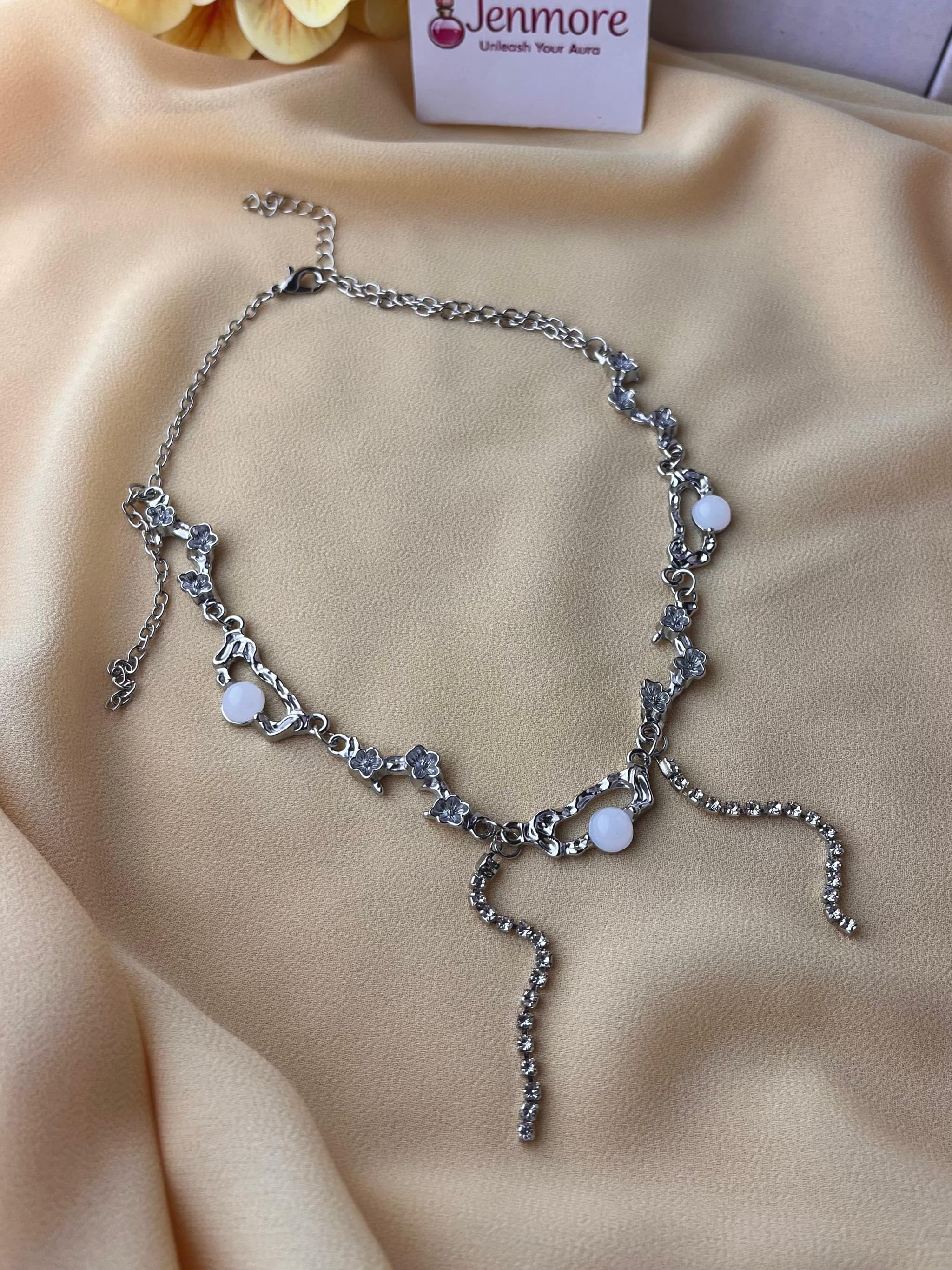 Jenmore Enchanted Blossom Opal Vine Statement Choker Necklace thumbnail 3