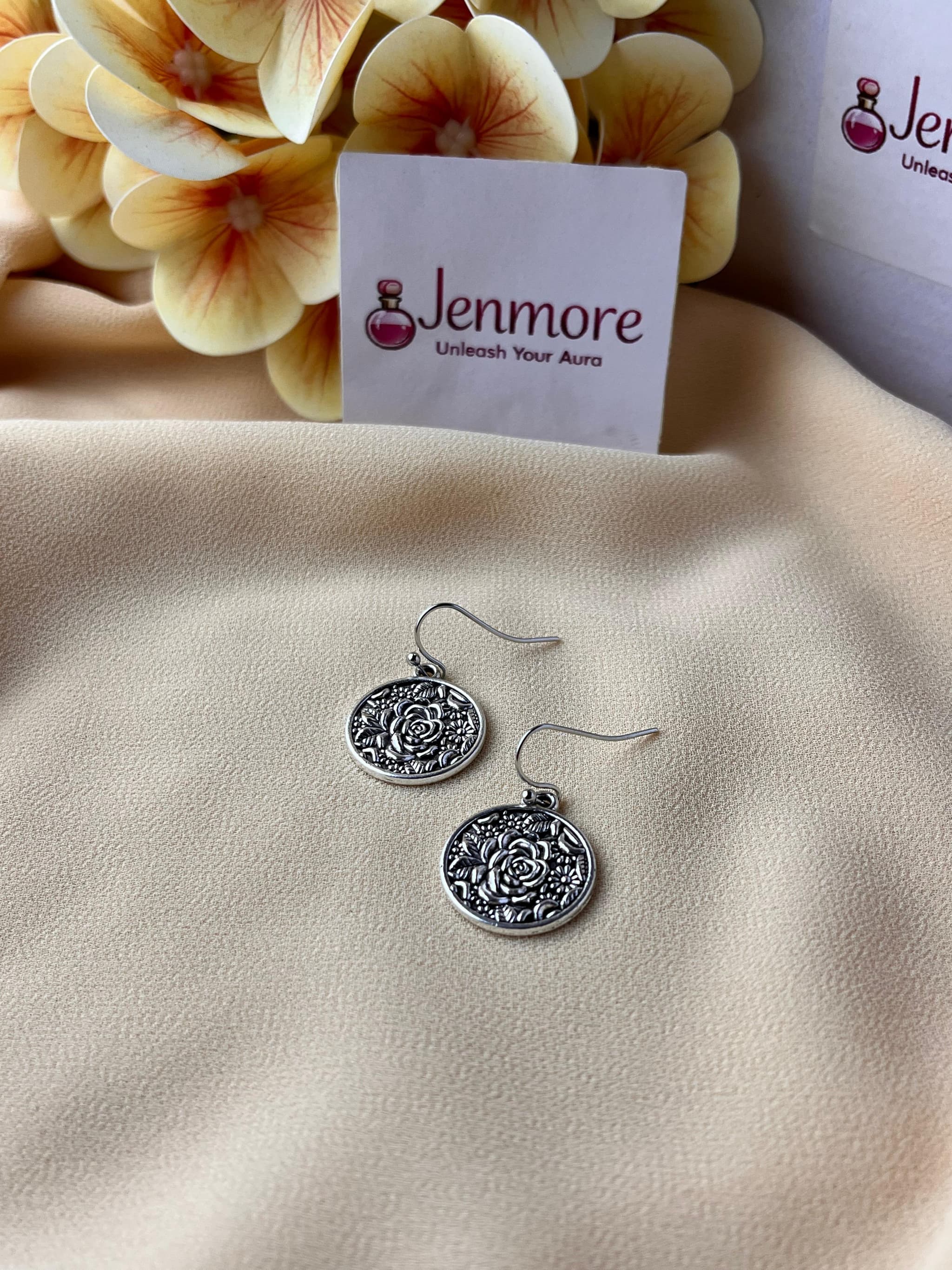 Jenmore Vintage Rose Filigree Drop Earrings thumbnail 2