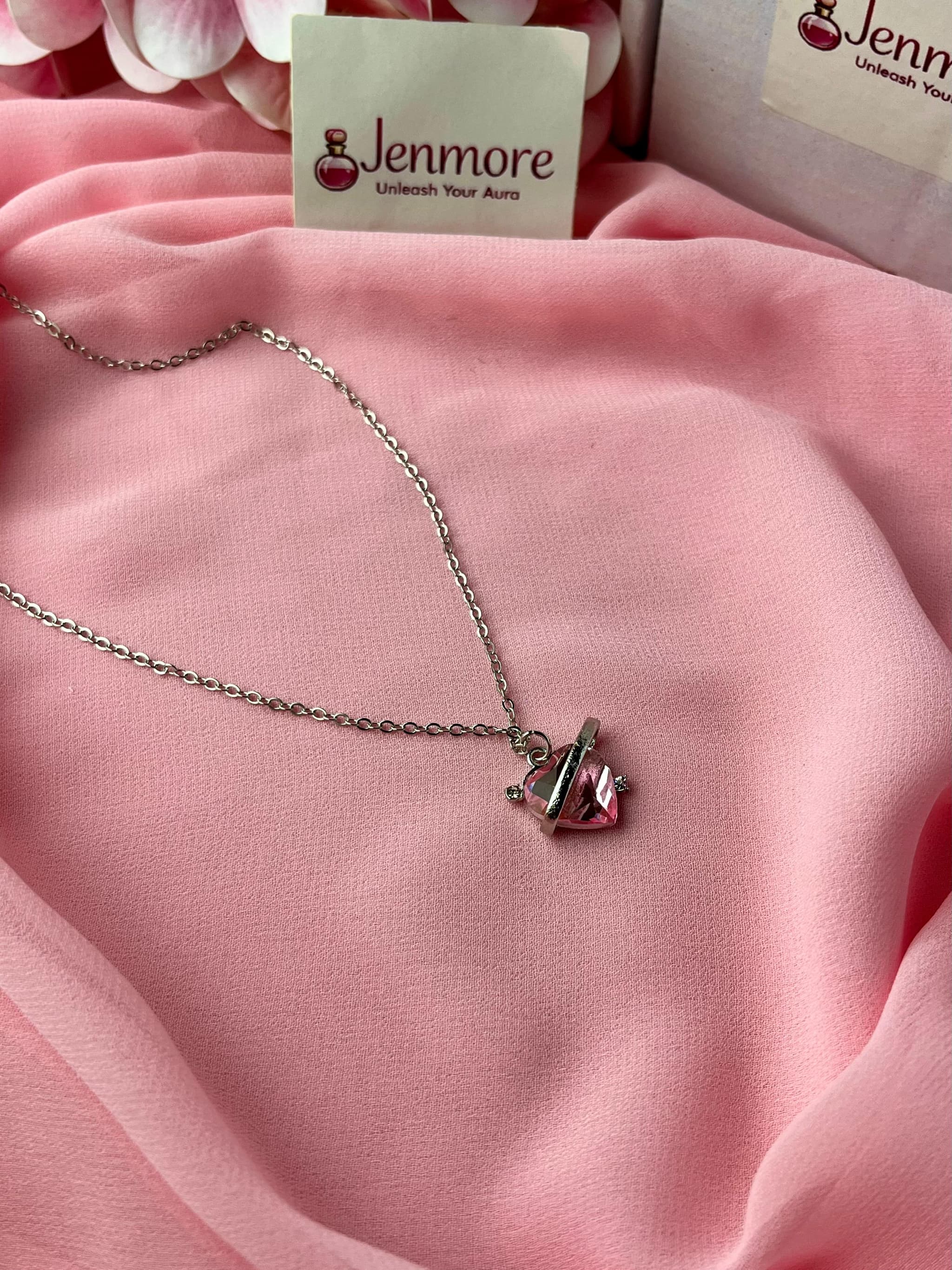 Jenmore Pink Aura Cyber Heart Necklace thumbnail 2