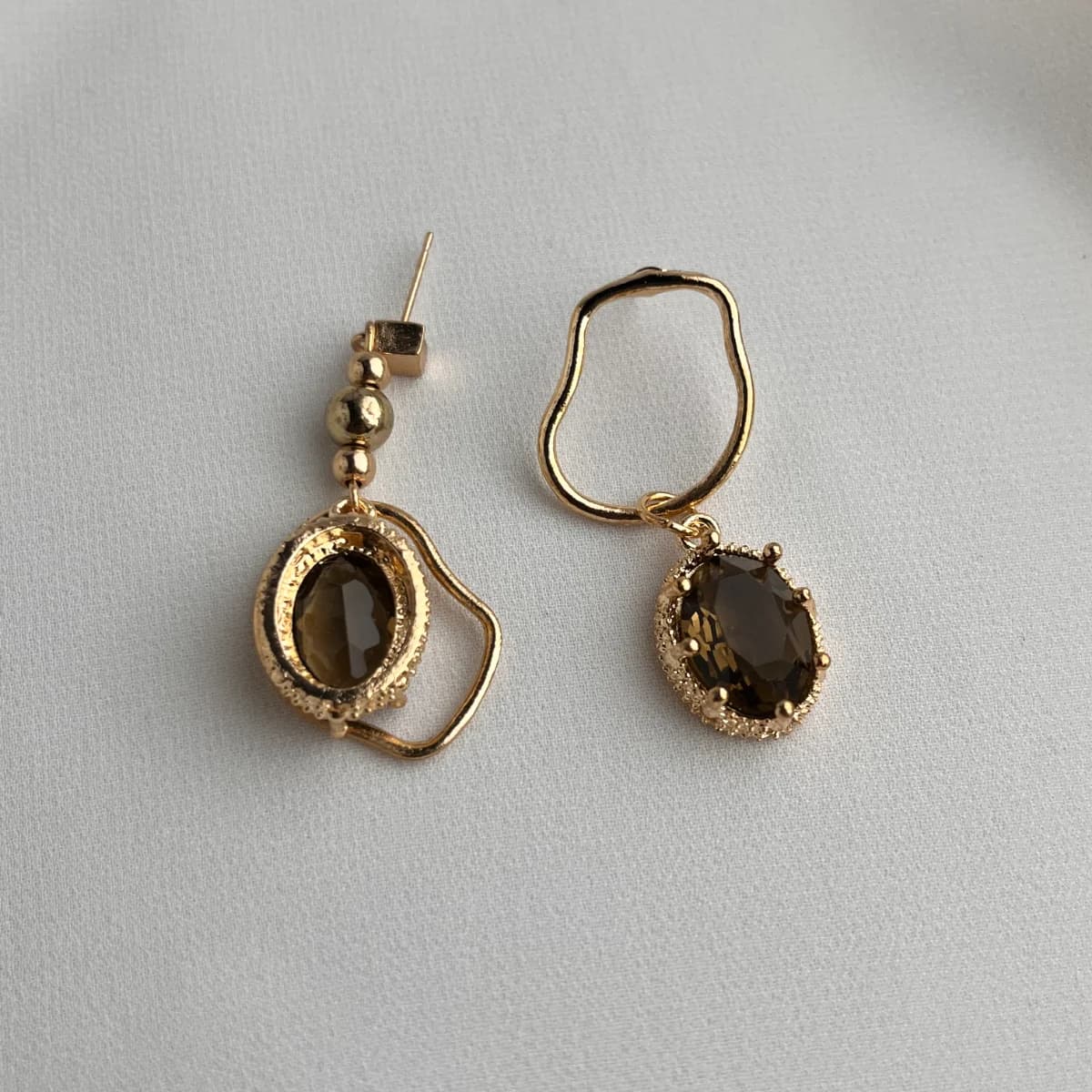 Jenmore Abstract Horizon Asymmetrical Smokey Earrings — view 4