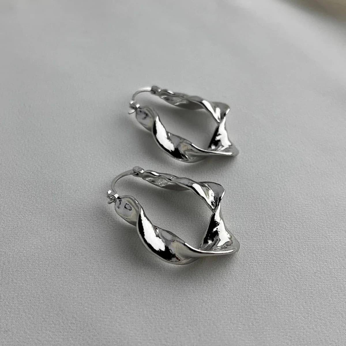 Jenmore Melted Twist Textured Hoop Earrings — view 5