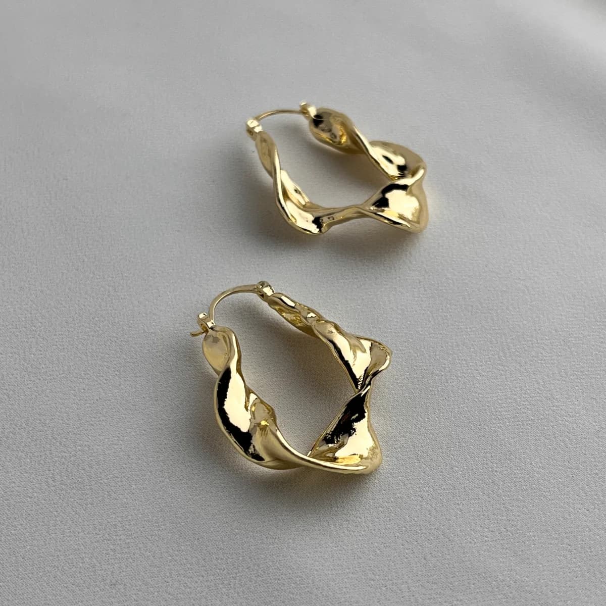 Jenmore Melted Twist Textured Hoop Earrings — view 6