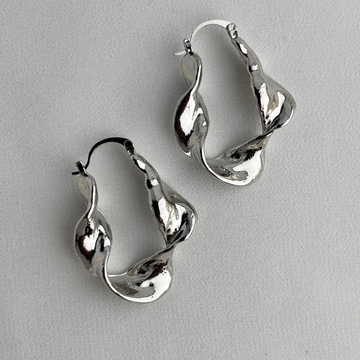 Jenmore Melted Twist Textured Hoop Earrings — view 3