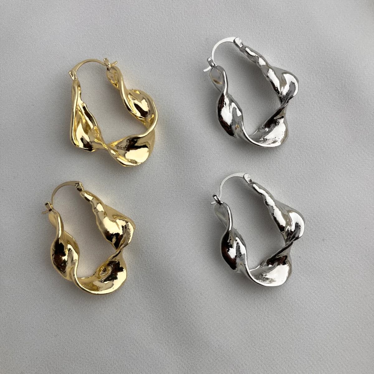 Jenmore Melted Twist Textured Hoop Earrings