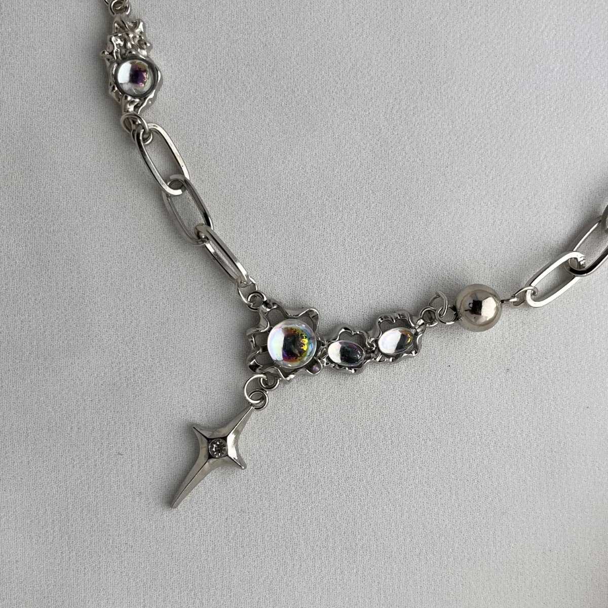 Cosmic Twilight Star Pendant Silver Chain Necklace