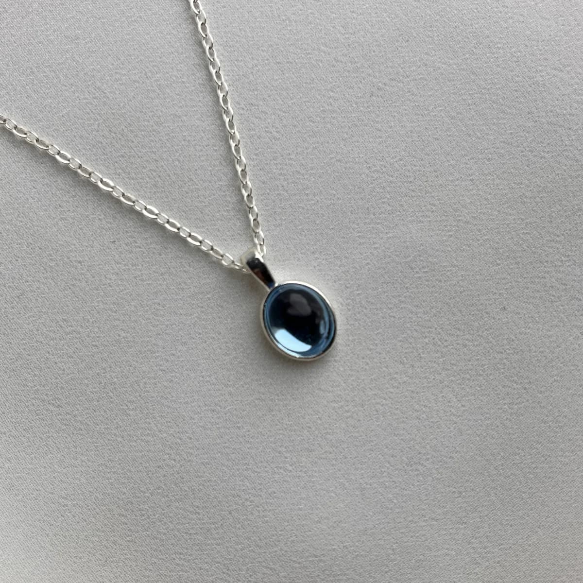 Jenmore Deep Ocean Oval Crystal Pendant Necklace