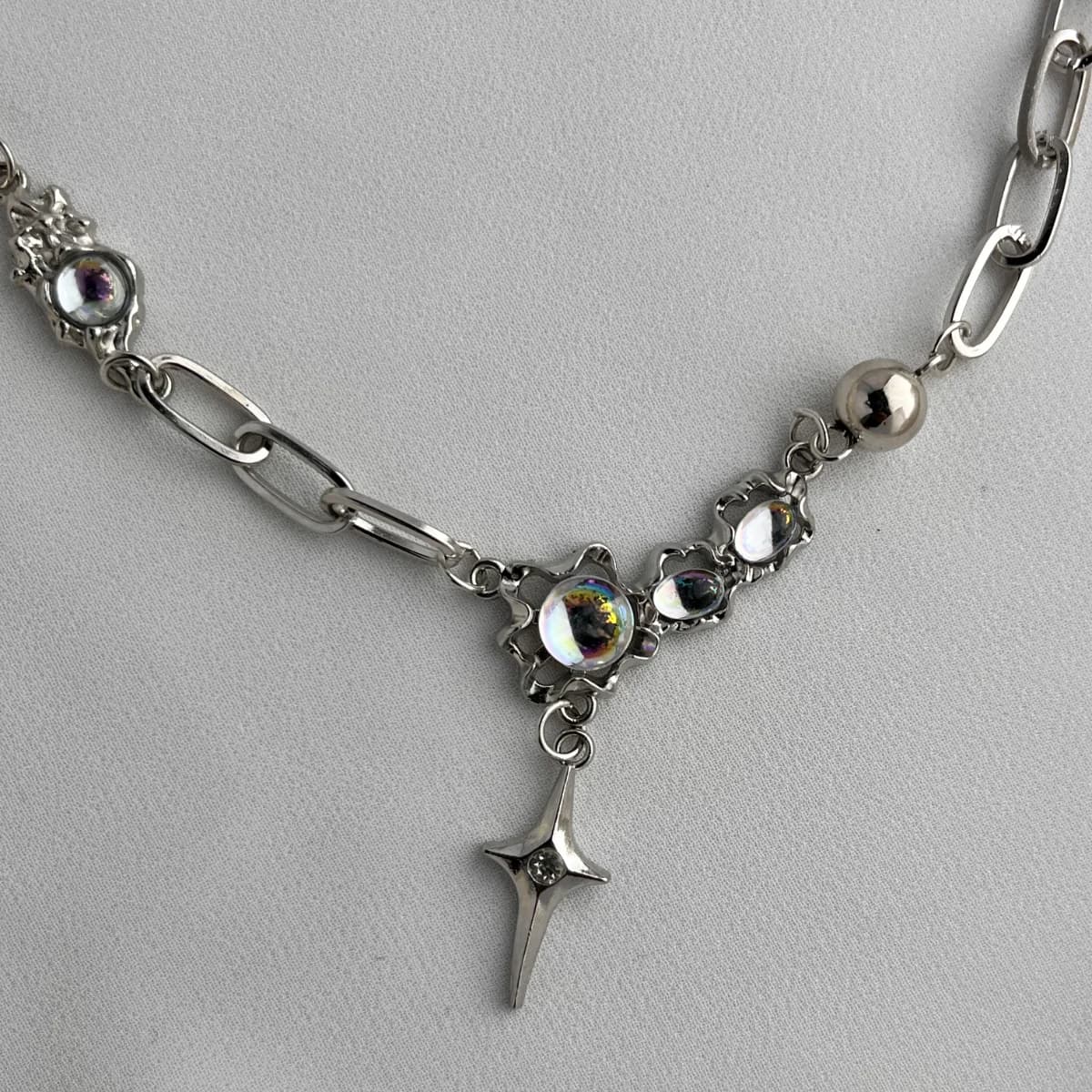 Cosmic Twilight Star Pendant Silver Chain Necklace — view 3
