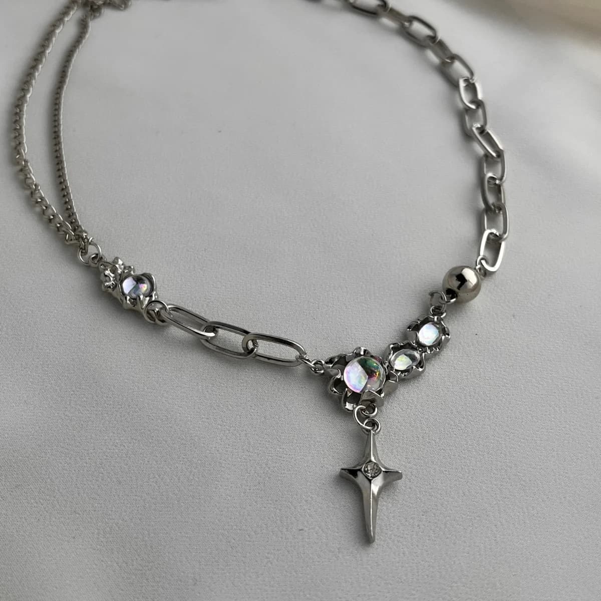 Cosmic Twilight Star Pendant Silver Chain Necklace — view 4