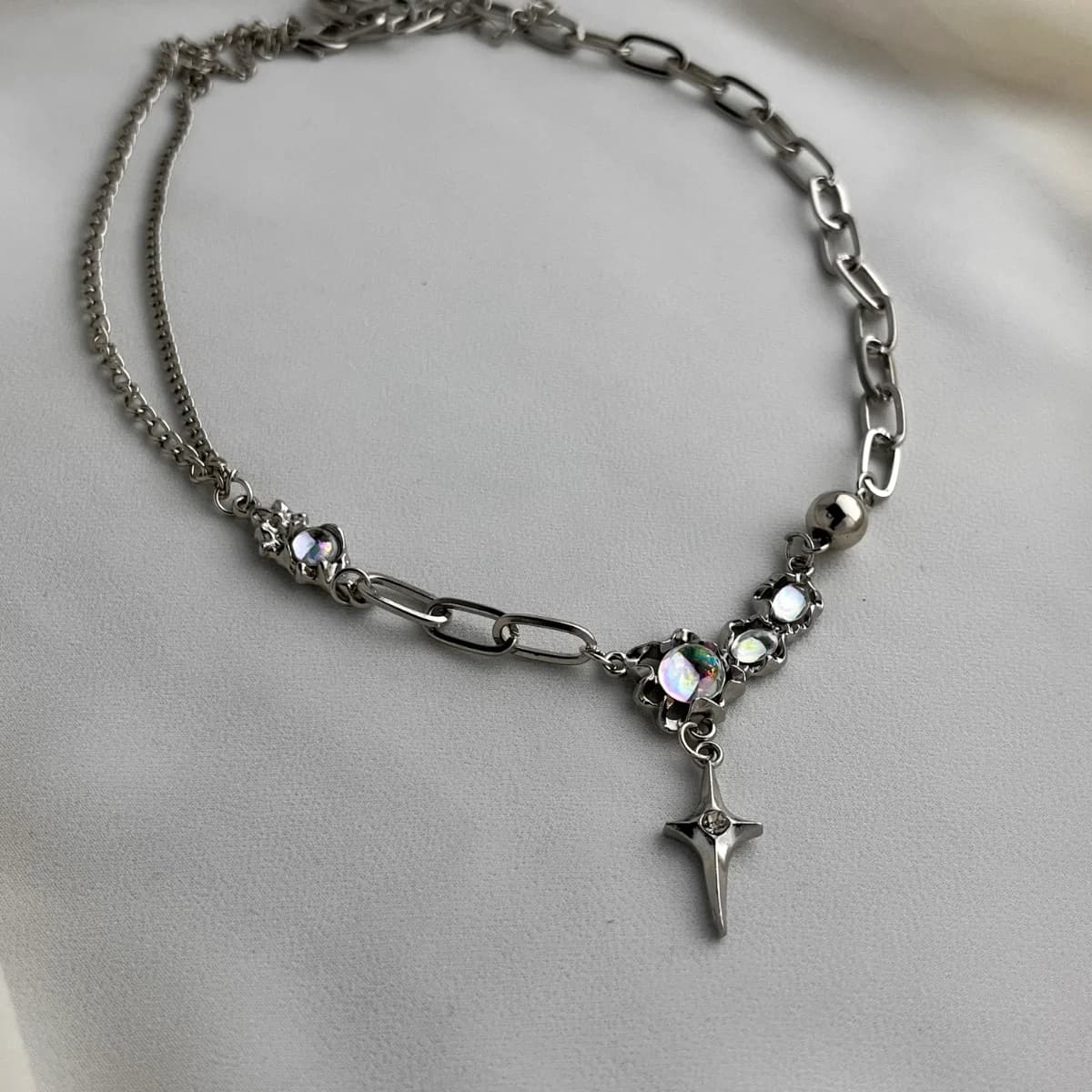 Cosmic Twilight Star Pendant Silver Chain Necklace — view 2