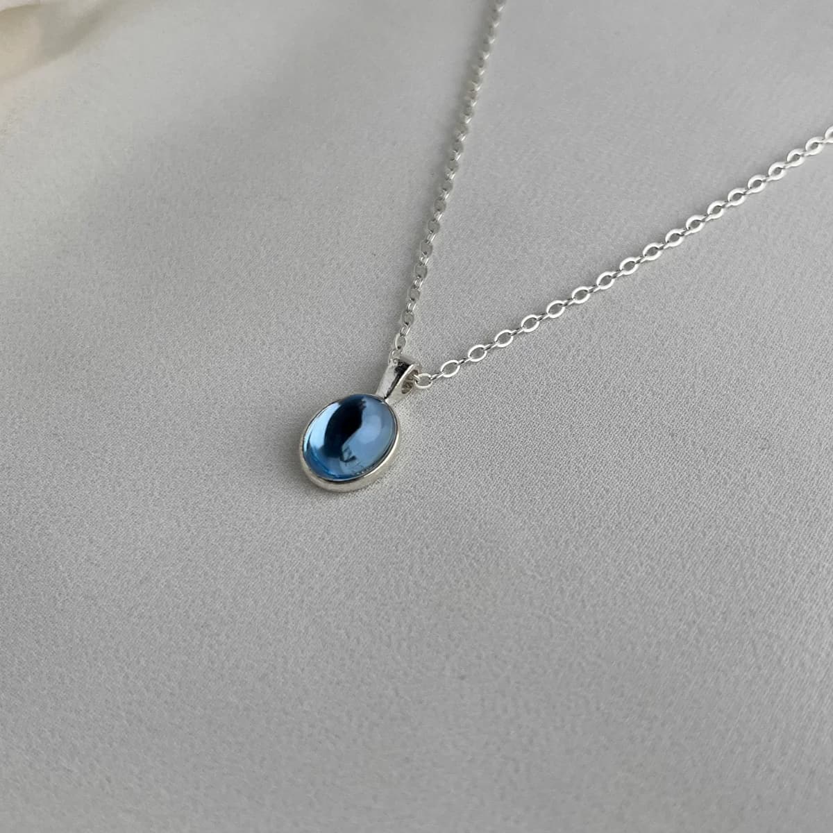 Jenmore Deep Ocean Oval Crystal Pendant Necklace — view 4