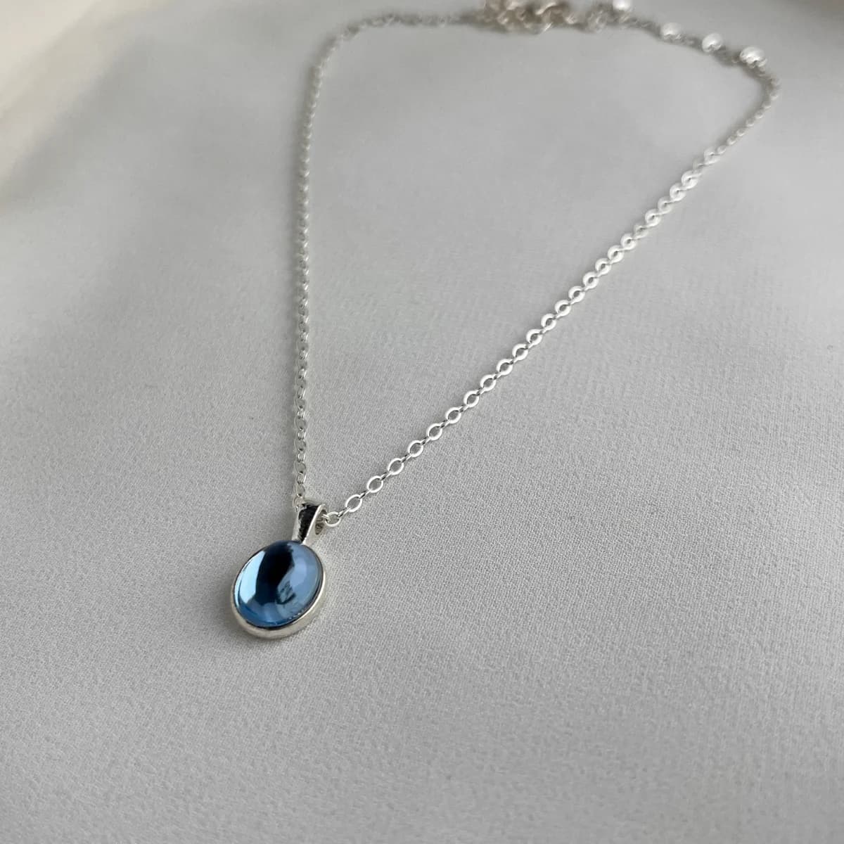 Jenmore Deep Ocean Oval Crystal Pendant Necklace — view 2